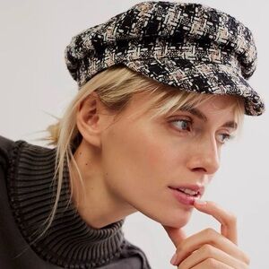 Free People Tweed Baker Boy Hat NWOT